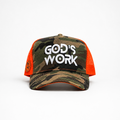 God’s Work- Signature Series Camo/Orange Mesh Snap-back